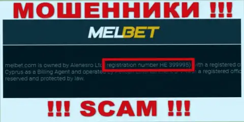 Регистрационный номер МелБет Ком - HE 399995 от грабежа вложенных денег не спасает
