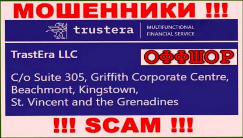 Suite 305, Griffith Corporate Centre, Beachmont, Kingstown, St. Vincent and the Grenadines - оффшорный адрес мошенников TrusteraGlobal, предоставленный на их интернет-сервисе, ОСТОРОЖНО !