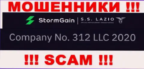Рег. номер StormGain, который взят с их официального сайта - 312 LLC 2020