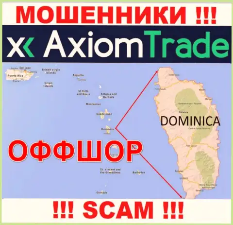 AxiomTrade намеренно скрываются в офшорной зоне на территории Dominica, интернет-кидалы