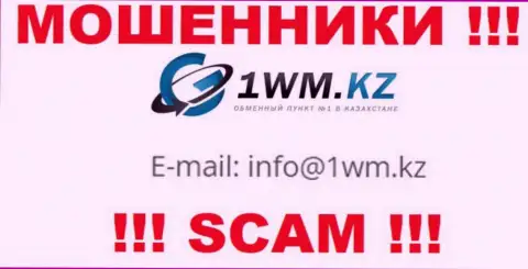 На web-портале мошенников 1WM Kz представлен их е-майл, но писать сообщение не надо