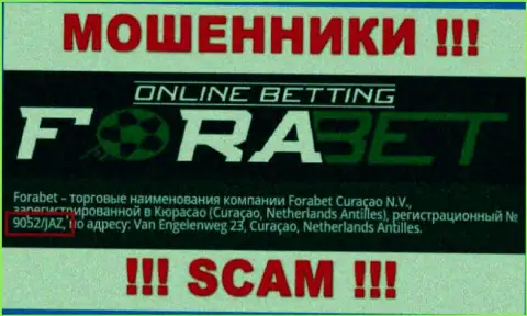 Forabet Curaçao N.V. internet воров ForaBet зарегистрировано под вот этим рег. номером - 9052/JAZ