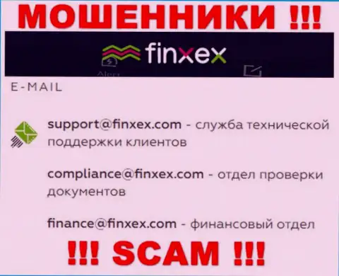 В разделе контактных данных лохотронщиков Finxex, представлен именно этот е-мейл для обратной связи
