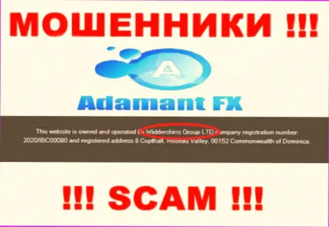 Данные об юридическом лице Adamant FX на их официальном веб-портале имеются - Виддерсхинс Груп Лтд