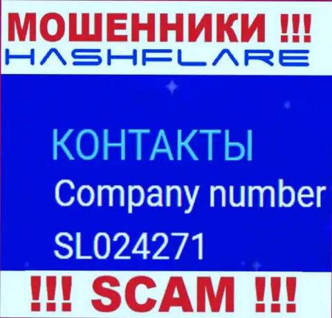 Номер регистрации, под которым зарегистрирована компания ХэшФлэер: SL024271