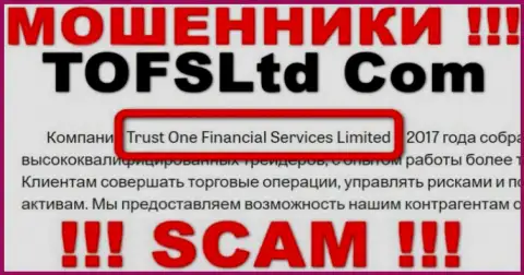Свое юр. лицо контора Trust One Financial Services Limited не скрыла - это Trust One Financial Services Limited