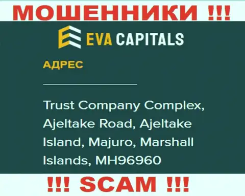 На информационном ресурсе EvaCapitals расположен офшорный адрес организации - Trust Company Complex, Ajeltake Road, Ajeltake Island, Majuro, Marshall Islands, MH96960, будьте осторожны - это воры