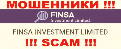 Финса - юридическое лицо интернет-разводил организация Finsa Investment Limited