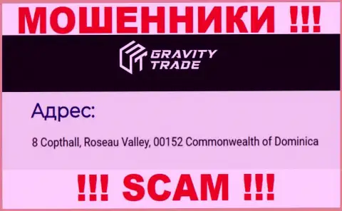 IBC 00018 8 Copthall, Roseau Valley, 00152 Commonwealth of Dominica - это оффшорный официальный адрес Гравити-Трейд Ком, указанный на сайте указанных обманщиков