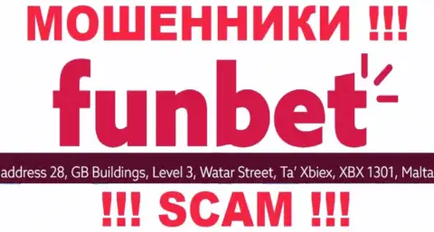 ЖУЛИКИ ФунБет сливают финансовые активы лохов, находясь в оффшорной зоне по следующему адресу - 28, GB Buildings, Level 3, Watar Street, Ta Xbiex, XBX 1301, Malta