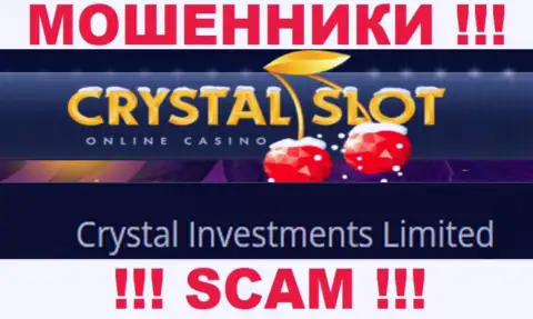 Компания, которая владеет мошенниками CrystalSlot Com - это Кристал Инвестментс Лимитед