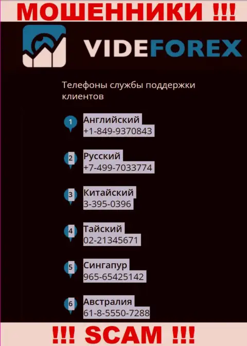 В запасе у интернет ворюг из VideForex Com припасен не один номер телефона