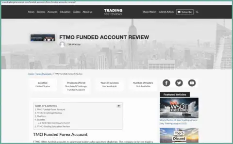 Обзор махинаций FTMO, который взят на одном из сайтов-отзовиков
