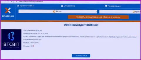 Материал об обменном онлайн-пункте BTCBit Net на веб-ресурсе хрейтес ру