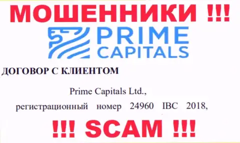 Prime Capitals Ltd - это организация, управляющая мошенниками PrimeCapitals