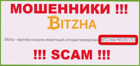 На официальном web-портале Bitzha мошенники написали, что ими руководит Битж энд Пицес Лтд