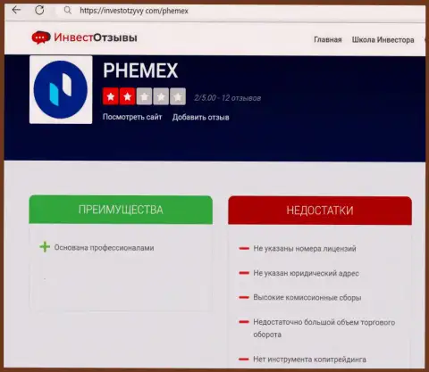 PhemEX - это МОШЕННИКИ ! Условия для сотрудничества, как ловушка для наивных людей - обзор