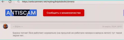 Организация Зиннейра работает безупречно, высказывание биржевого игрока на сайте antiscammers net