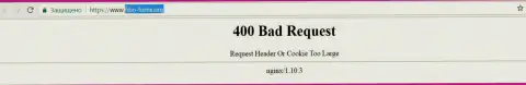 Официальный веб-ресурс брокерской компании Фибо Груп некоторое количество суток недоступен и выдает - 400 Bad Request (ошибочный запрос)