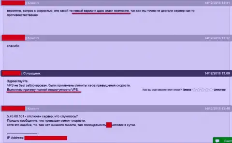 Переписка с технической поддержкой хостер провайдера где хостился интернет-сайт ffin.xyz по факту с закрытием веб-сервера